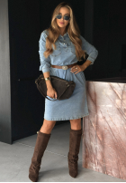 din denim Rochie z paskiem Keep It Real albastră