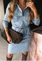 din denim Rochie z paskiem Keep It Real albastră