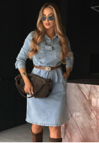 din denim Rochie z paskiem Keep It Real albastră