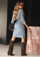 din denim Rochie z paskiem Keep It Real albastră