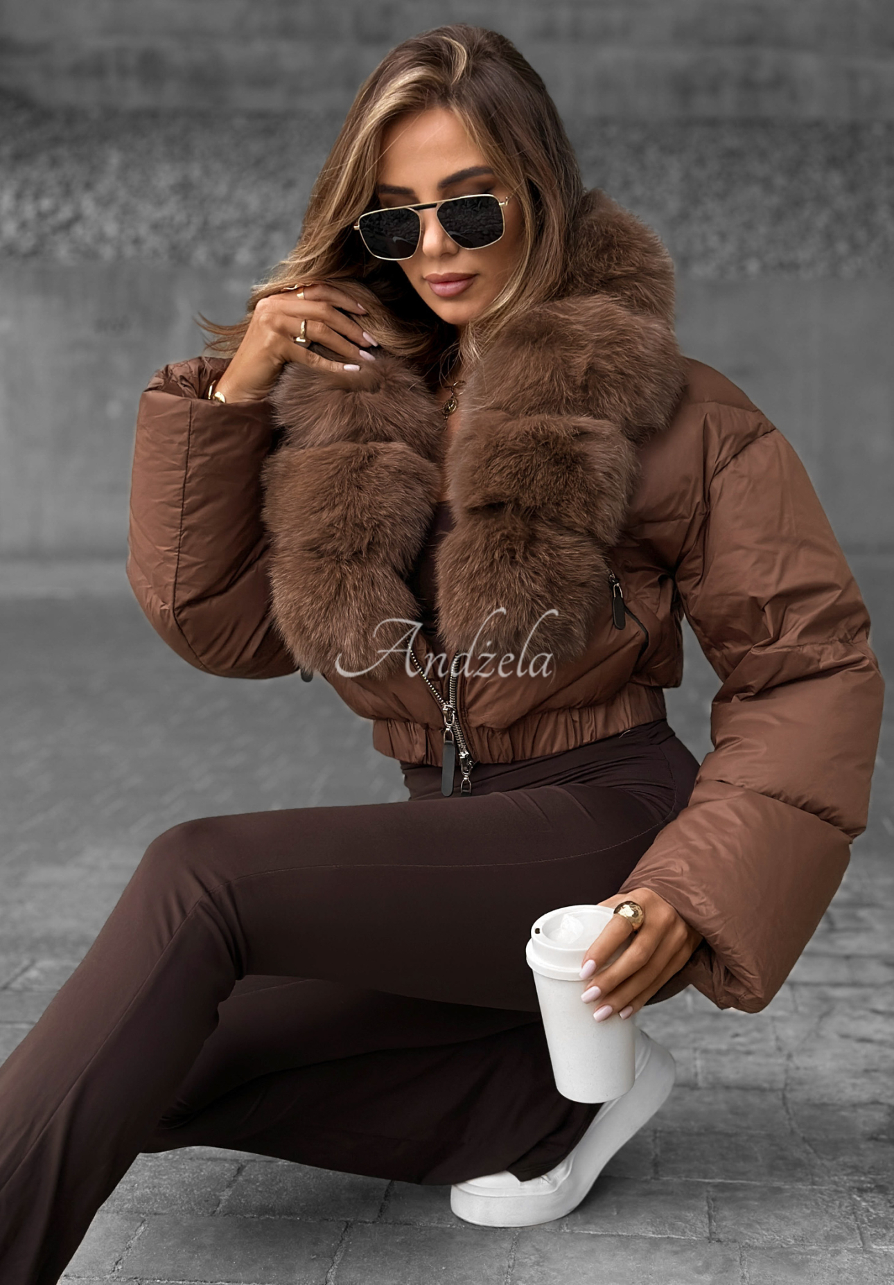 Geacă matlasată cu blană Fancy Freeze