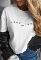 Tricou z nadrukiem Chocolate Mood Alb