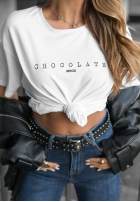 Tricou z nadrukiem Chocolate Mood Alb