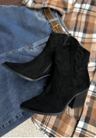 zamszowe Botine Ghete cowboy I Moved On negre
