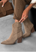 zamszowe Botine Ghete cowboy I Moved On bej