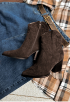 zamszowe Botine Ghete cowboy I Moved On ciocolatii