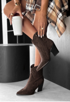 zamszowe Botine Ghete cowboy I Moved On ciocolatii