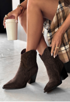 zamszowe Botine Ghete cowboy I Moved On ciocolatii