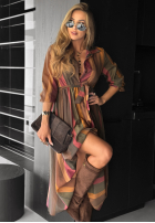 Koszulowa Rochie z tencelu cu modele Last Sun Rays ciocolatie