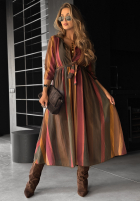 Koszulowa Rochie z tencelu cu modele Last Sun Rays ciocolatie