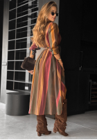 Koszulowa Rochie z tencelu cu modele Last Sun Rays ciocolatie