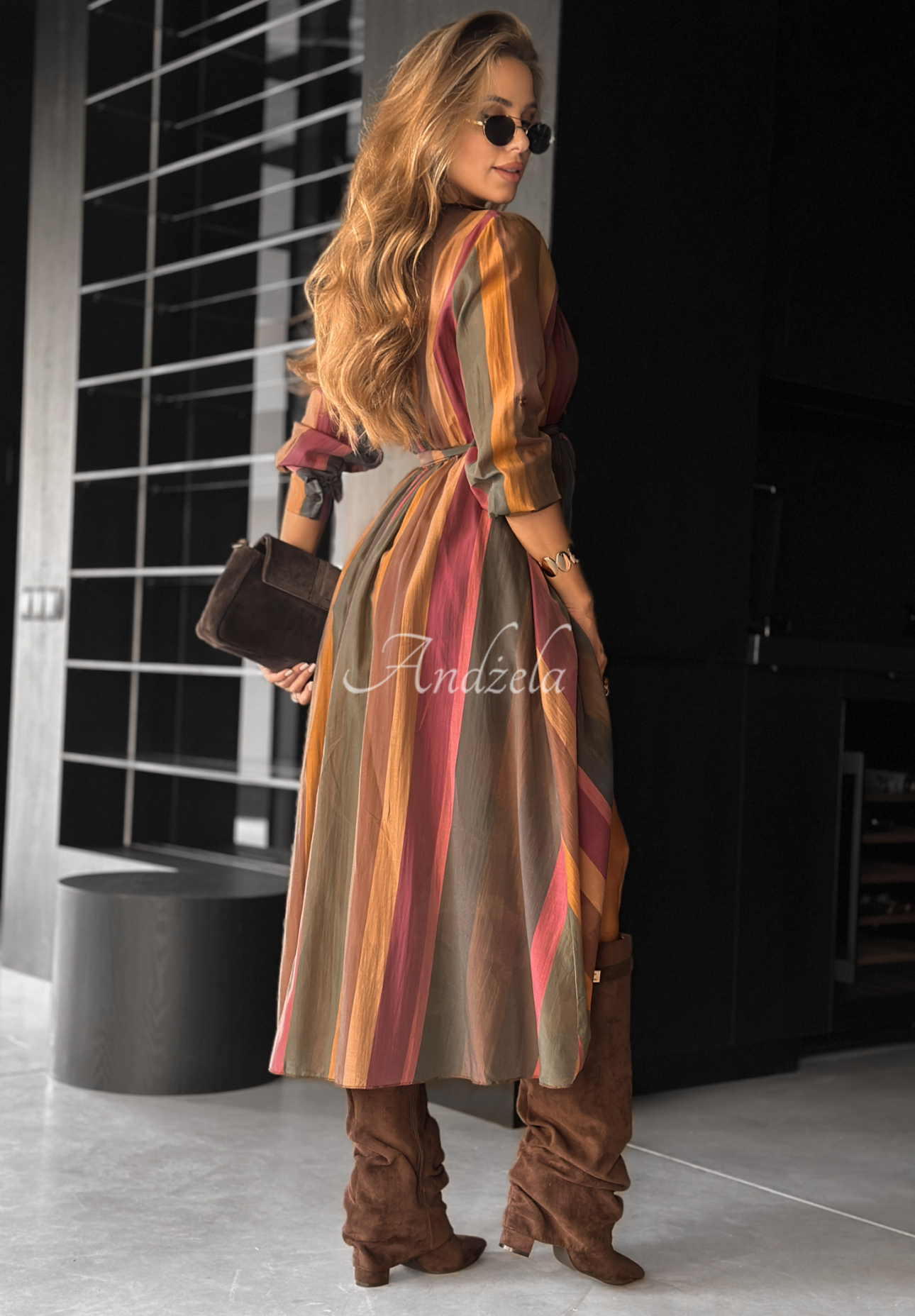 Rochie tip cămașă din tencel Last Sun Rays cu imprimeu