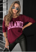 Asymetryczna Bluză z nadrukiem Balance burgundowa