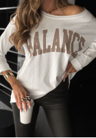 Asymetryczna Bluză z nadrukiem Balance albă