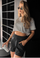 Tricou w paski Long Story biało-ciocolatiu