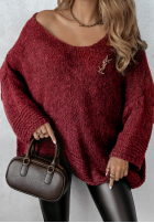 Pulover oversize Gentle Cuddle burgundowy