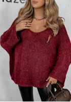 Pulover oversize Gentle Cuddle burgundowy
