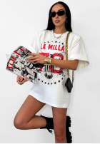 Tricou z nadrukiem La Milla Rise and Conquer ecru