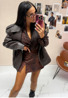 Scurtă Bluză cu model tip panteră La Milla Don’t Text Back ciocolatie