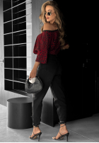 Tricou oversize cu model tip panteră Cascade burgundowy