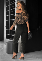 Pantaloni din denim z paskiem mom fit Don’t Wait negre