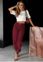 Pantaloni din denim mom fit Password Protected burgundowe