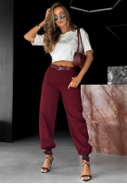 Pantaloni din denim mom fit Password Protected burgundowe