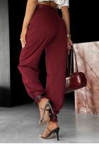 Pantaloni din denim mom fit Password Protected burgundowe