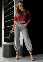 Pantaloni din denim wide leg In This Silence gri
