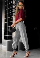 Pantaloni din denim wide leg In This Silence gri