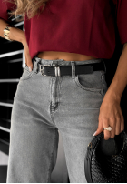 Pantaloni din denim wide leg In This Silence gri