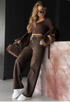 Pantaloni din denim wide leg Quiet Moment gri închis