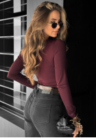 Body z dekoltem w serek Stay A Moment burgundowa