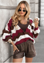 Krótki Cardigan Don’t Text Me czekoladowo-burgundowy