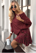 Pulover oversize Found Each Other burgundowy