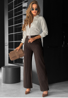 din material textil Pantaloni w paski One More Time ciocolatii