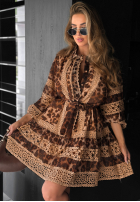 Rochie cu model tip panteră z koronką Next Please bej