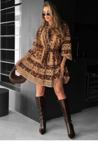 Rochie cu model tip panteră z koronką Next Please bej