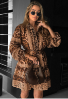 Rochie cu model tip panteră z koronką Next Please bej