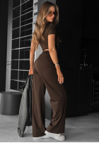 Compleu de trening Tricou i Pantaloni wide leg Unsent Message ciocolatiu