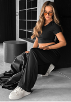 Compleu de trening i Pantaloni wide leg Unsent Message negru