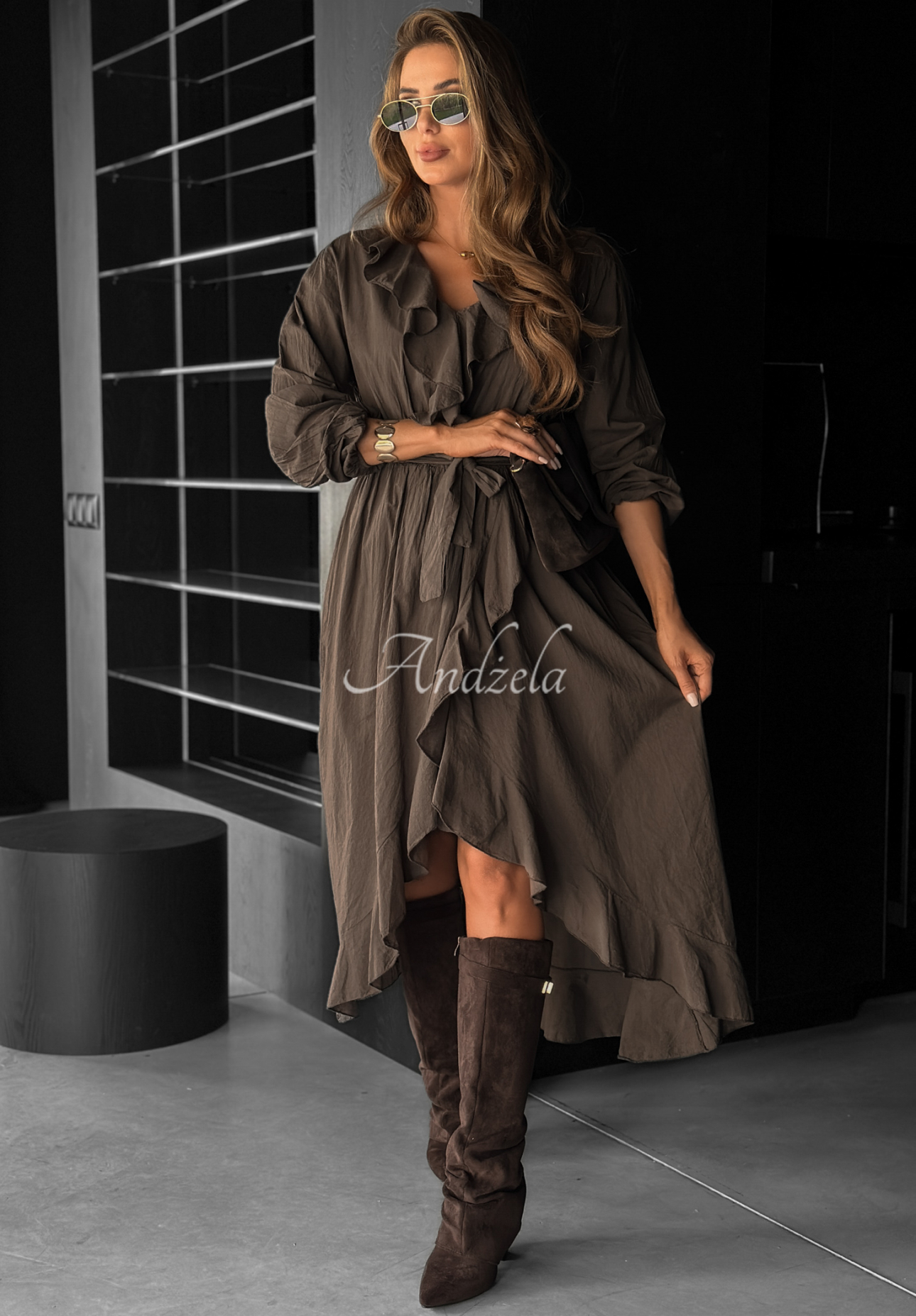 Rochie midi cu volănaș Waiting Again