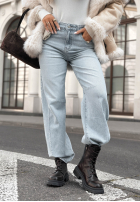 Pantaloni din denim mom fit No Reaction Yet albastre