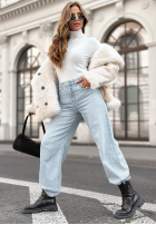 Pantaloni din denim mom fit No Reaction Yet albastre