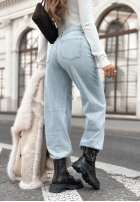 Pantaloni din denim mom fit No Reaction Yet albastre