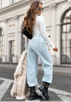 Pantaloni din denim mom fit No Reaction Yet albastre