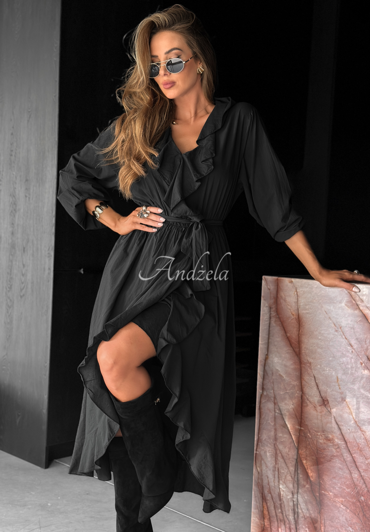 Rochie midi cu volănaș Waiting Again