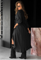Rochie midi z falbanką Waiting Again negru