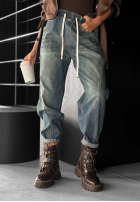 Pantaloni din denim ze ściągaczem baggy That’s Not Me albastre