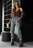 Pantaloni din denim ze ściągaczem baggy That’s Not Me albastre